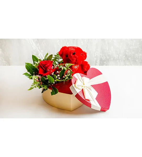 Κουτί Καρδιά με Αρκουδάκι και Σύνθεση