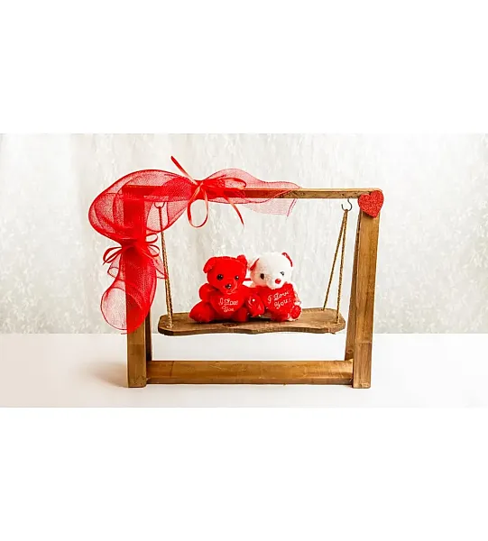 Κούνια Μεγάλη με 2 Αρκουδάκια & Forever Rose