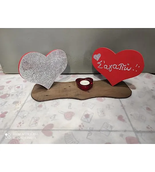 Διπλή καρδιά με κερί σε σχήμα καρδιάς