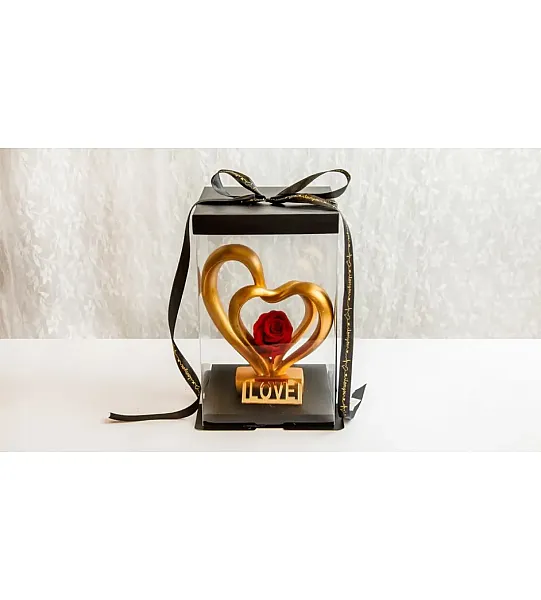 Διπλή Καρδιά με Forever Rose Κουτί